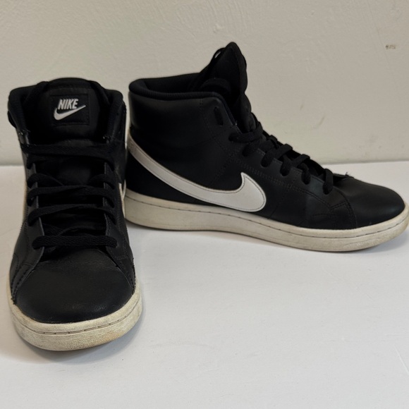 Nike Leather and Nylon Black and White Men's High-Top Sneakers Size 8 - Picture 1 of 8